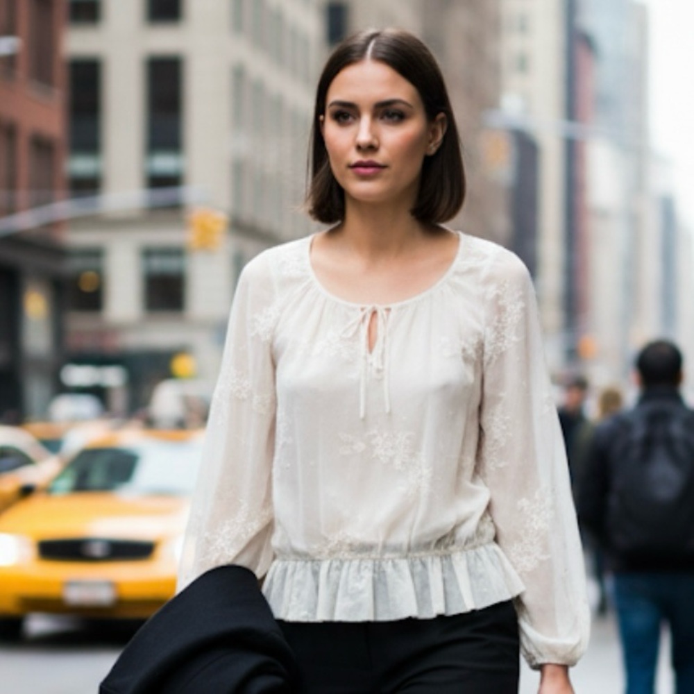 Guess Sheer Embroidered Top XS